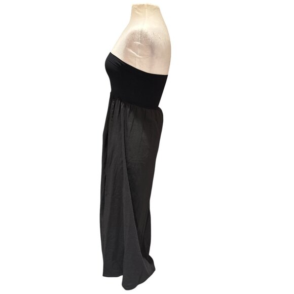 Theory Black Strapless Maxi Dress One Size Fits All 50" Length Flowy Silhouette - Picture 2 of 8